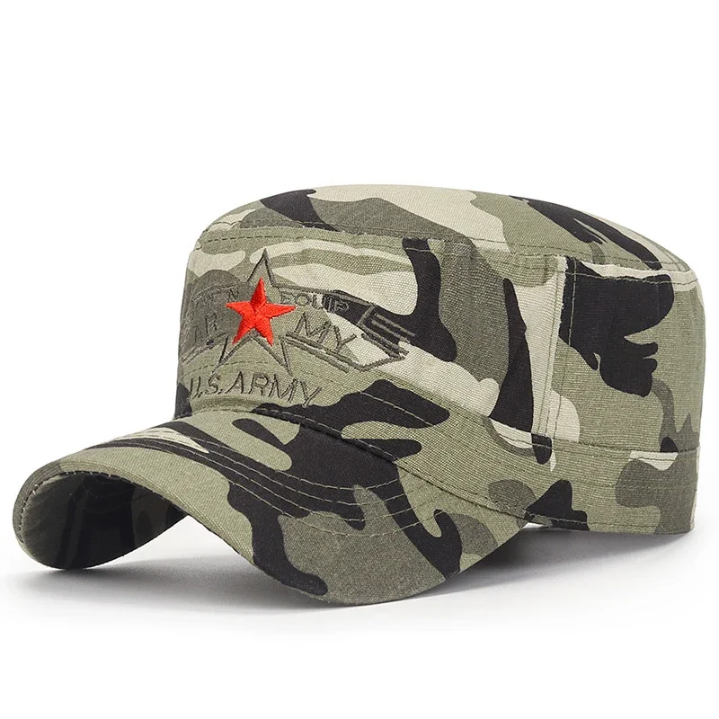 Casquette de baseball décontractée pour hommes et femmes, chapeaux Snapback de sport en plein air, militaire américain, dessus plat souple, conception de casquette de l'armée, nouvelle mode