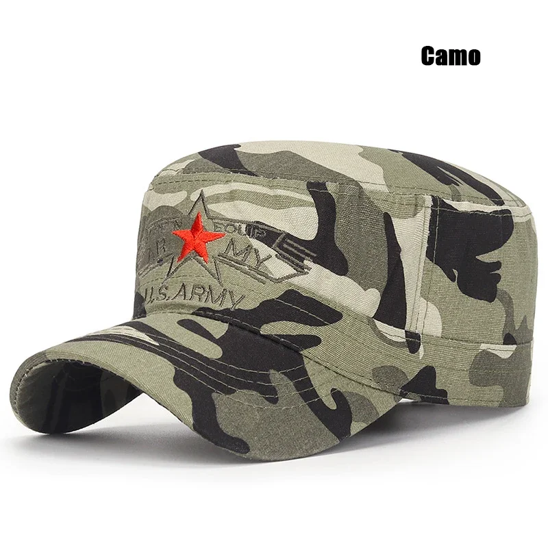 Casquette de baseball décontractée pour hommes et femmes, chapeaux Snapback de sport en plein air, militaire américain, dessus plat souple, conception de casquette de l'armée, nouvelle mode