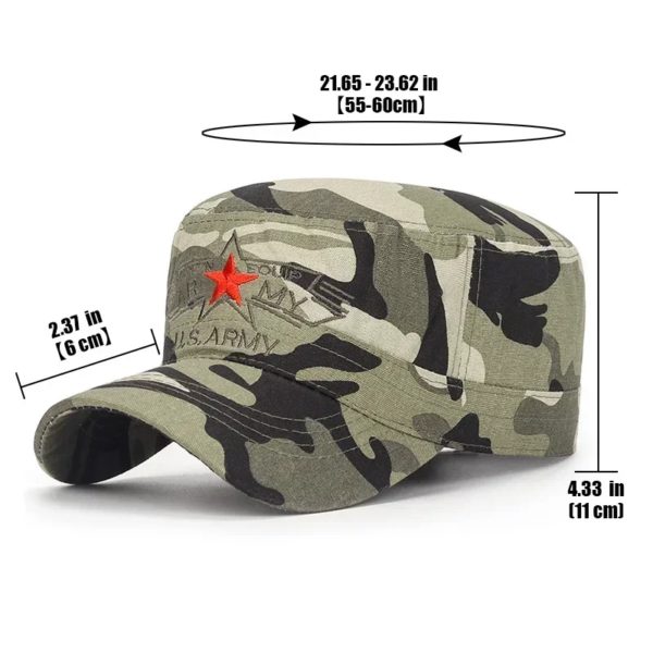 Casquette de baseball décontractée pour hommes et femmes, chapeaux Snapback de sport en plein air, militaire américain, dessus plat souple, conception de casquette de l'armée, nouvelle mode – Image 6