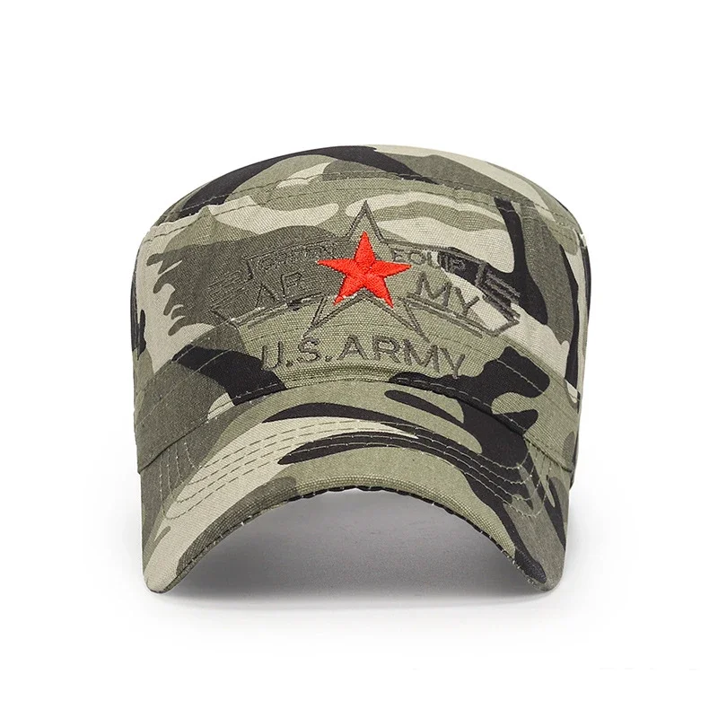 Casquette de baseball décontractée pour hommes et femmes, chapeaux Snapback de sport en plein air, militaire américain, dessus plat souple, conception de casquette de l'armée, nouvelle mode