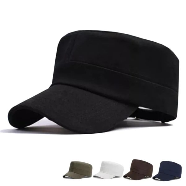 Chapeau de patrouille militaire unisexe réglable, chapeau de l'armée vintage, casquette de cadet, 5 couleurs, style classique, uni, plat, hommes, femmes, mode, 1 pièce