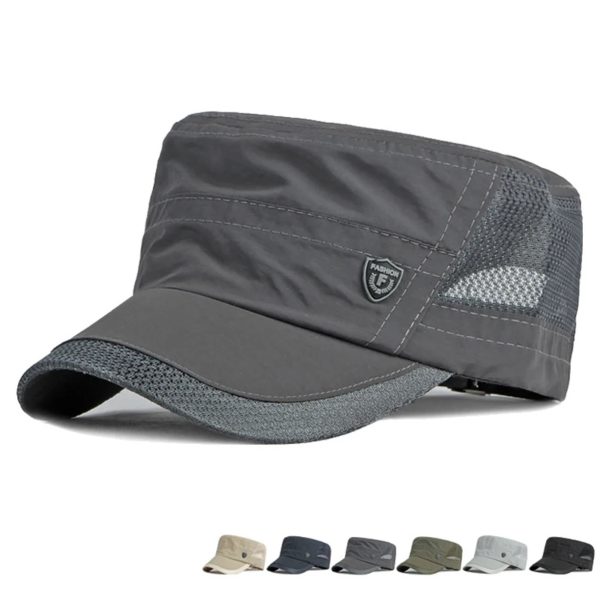 Chapeaux militaires à séchage rapide pour hommes, casquettes de baseball à dessus plat d'été, casquette de l'armée extérieure pour femmes, maille respirante
