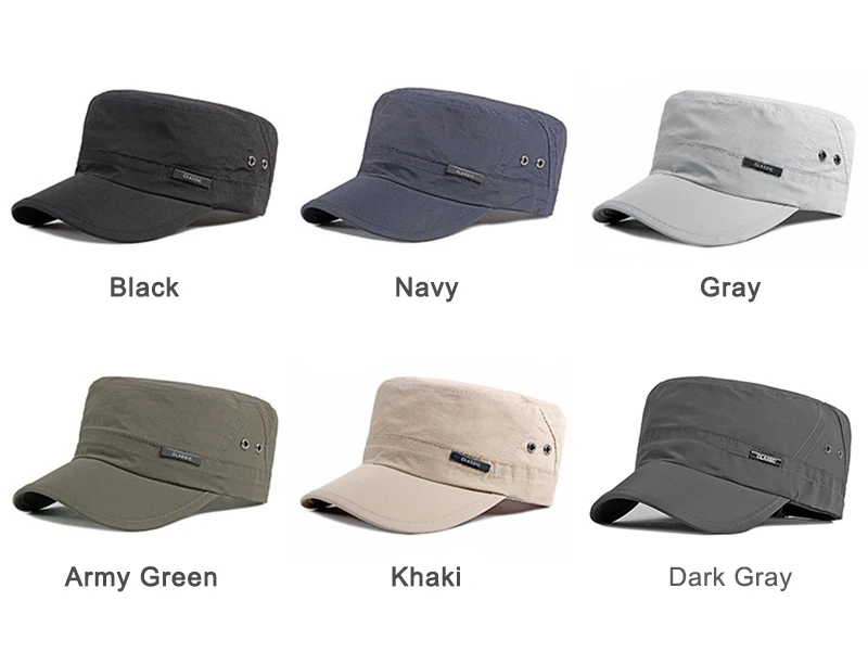 Chapeaux militaires à séchage rapide pour hommes, casquettes de baseball à dessus plat d'été, casquette de l'armée extérieure pour femmes, maille respirante