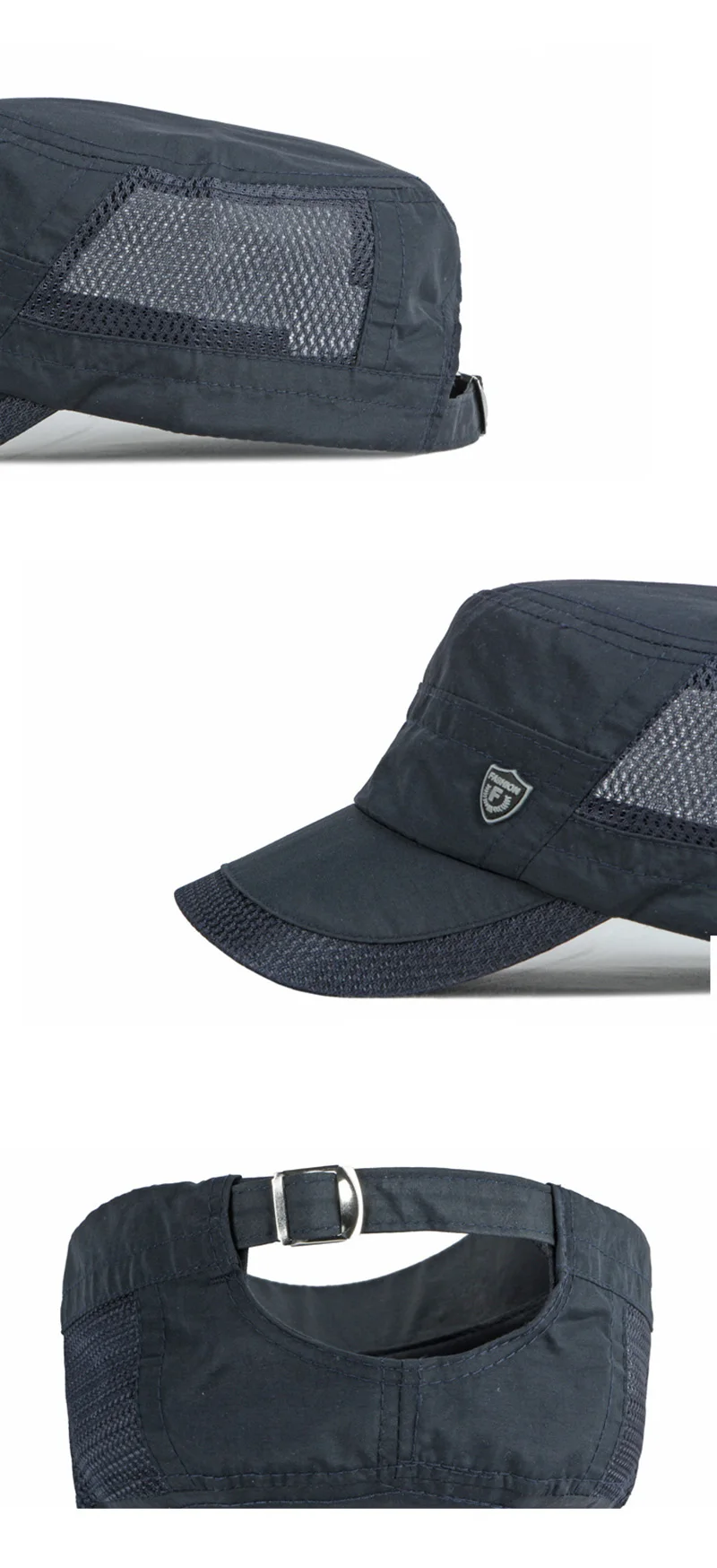 Chapeaux militaires à séchage rapide pour hommes, casquettes de baseball à dessus plat d'été, casquette de l'armée extérieure pour femmes, maille respirante