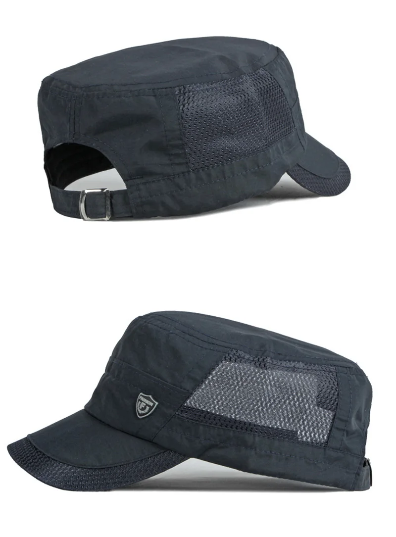 Chapeaux militaires à séchage rapide pour hommes, casquettes de baseball à dessus plat d'été, casquette de l'armée extérieure pour femmes, maille respirante