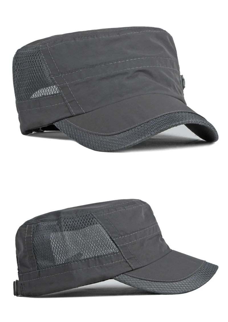 Chapeaux militaires à séchage rapide pour hommes, casquettes de baseball à dessus plat d'été, casquette de l'armée extérieure pour femmes, maille respirante