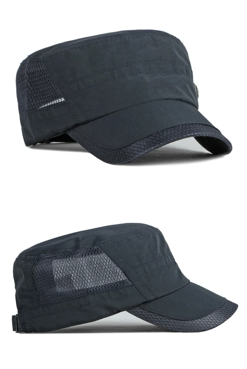 Chapeaux militaires à séchage rapide pour hommes, casquettes de baseball à dessus plat d'été, casquette de l'armée extérieure pour femmes, maille respirante