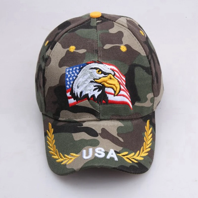Casquette de baseball brodée en 3D Eagle USA pour hommes, casquette Snapback animale, chapeaux de rue Hip Hop, armée de cheminée, militaire américain