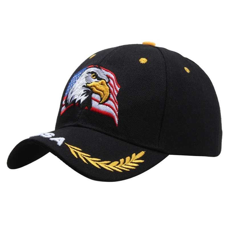 Casquette de baseball brodée en 3D Eagle USA pour hommes, casquette Snapback animale, chapeaux de rue Hip Hop, armée de cheminée, militaire américain