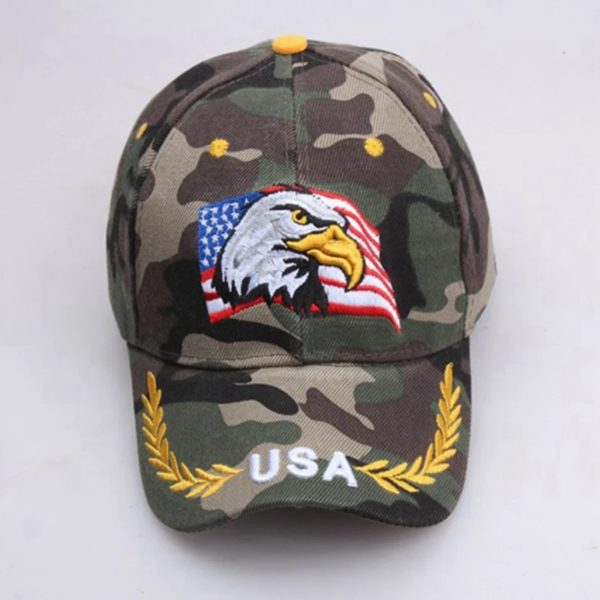 Casquette de baseball brodée en 3D Eagle USA pour hommes, casquette Snapback animale, chapeaux de rue Hip Hop, armée de cheminée, militaire américain – Image 5