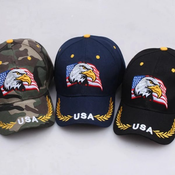Casquette de baseball brodée en 3D Eagle USA pour hommes, casquette Snapback animale, chapeaux de rue Hip Hop, armée de cheminée, militaire américain – Image 4