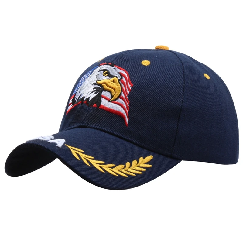 Casquette de baseball brodée en 3D Eagle USA pour hommes, casquette Snapback animale, chapeaux de rue Hip Hop, armée de cheminée, militaire américain