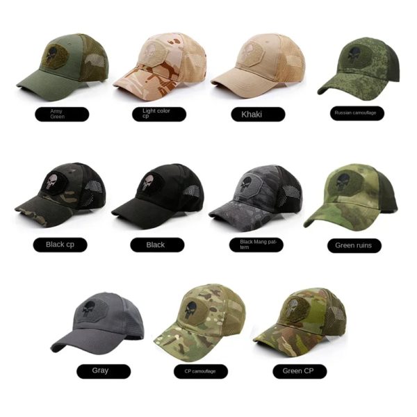 Casquettes de baseball en maille pour hommes et femmes, couvre-chef de camionneur, couvre-chef d'extérieur, couvre-chef militaire, pare-soleil, été, airsoft – Image 2
