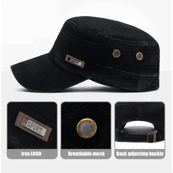 Casquette unisexe réglable Snapback, casquette plate de cadet militaire, vêtements de mode, sports de plein air décontractés, baseball, irritation, nouveau – Image 3
