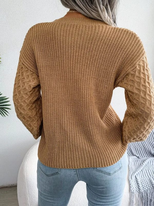 Pull lanterne à manches longues, col rond, élégant et décontracté, couleur vert armée, à la mode, automne et hiver 2024 – Image 5