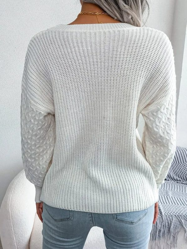 Pull lanterne à manches longues, col rond, élégant et décontracté, couleur vert armée, à la mode, automne et hiver 2024 – Image 6