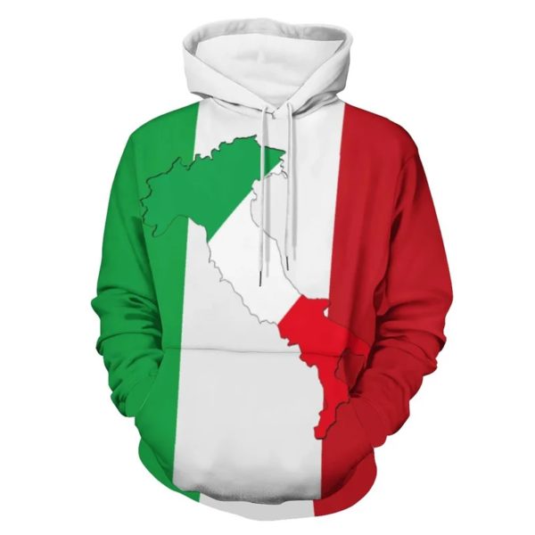 Sweats à capuche College en 3D pour hommes, pulls de l'armée de sport italienne, vêtements de mode, carte de sensation d'Italie, PVD, nouveau – Image 2