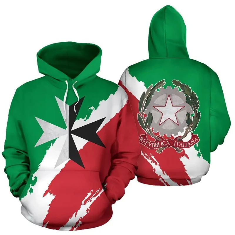 Sweats à capuche College en 3D pour hommes, pulls de l'armée de sport italienne, vêtements de mode, carte de sensation d'Italie, PVD, nouveau