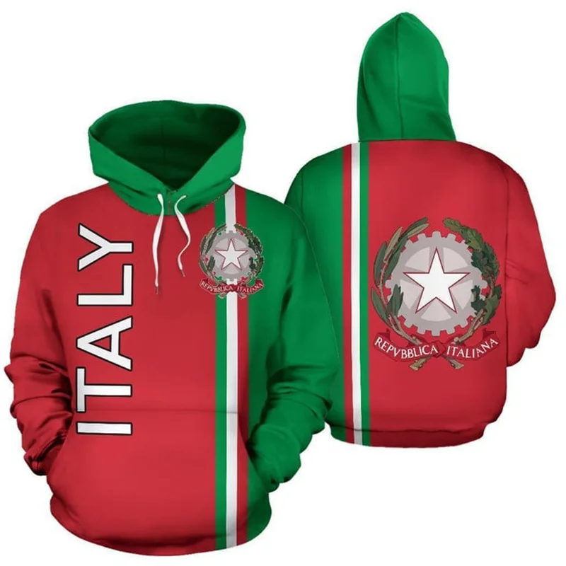 Sweats à capuche College en 3D pour hommes, pulls de l'armée de sport italienne, vêtements de mode, carte de sensation d'Italie, PVD, nouveau