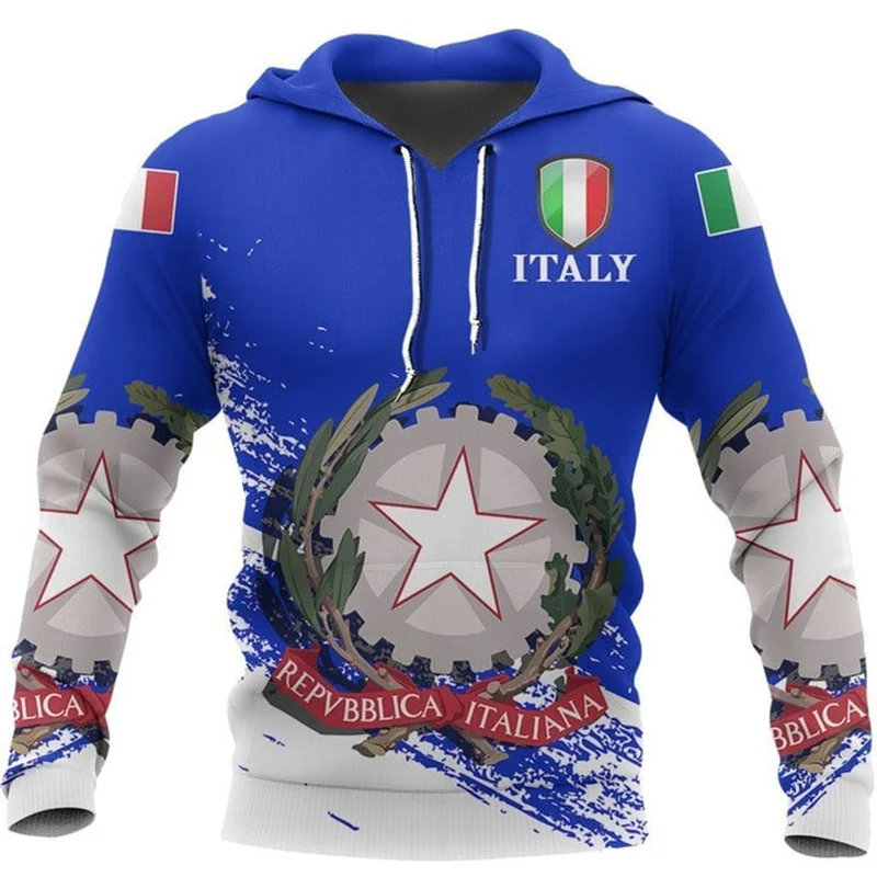 Sweats à capuche College en 3D pour hommes, pulls de l'armée de sport italienne, vêtements de mode, carte de sensation d'Italie, PVD, nouveau