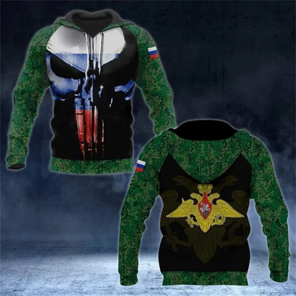 Sweats à capuche College 3D de l'armée russe CamSolomon pour hommes, pulls de sport décontractés, survêtement graphique, emblème national de la Russie, PVD – Image 5