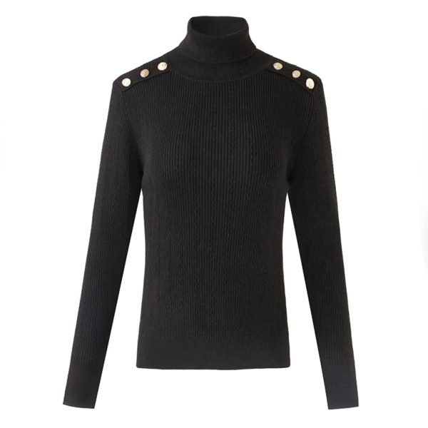 Pull à col roulé monochrome pour femme, pull skinny, vert armée, minimaliste, début du printemps, discuter de la tête, strucdécontracté, mode, 2024 – Image 6