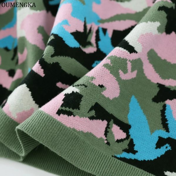 CamSolomon-Pull à motif militaire Harajuku pour femme, Streetwear d'automne et d'hiver, Tricot vert de l'armée, 2023 – Image 6