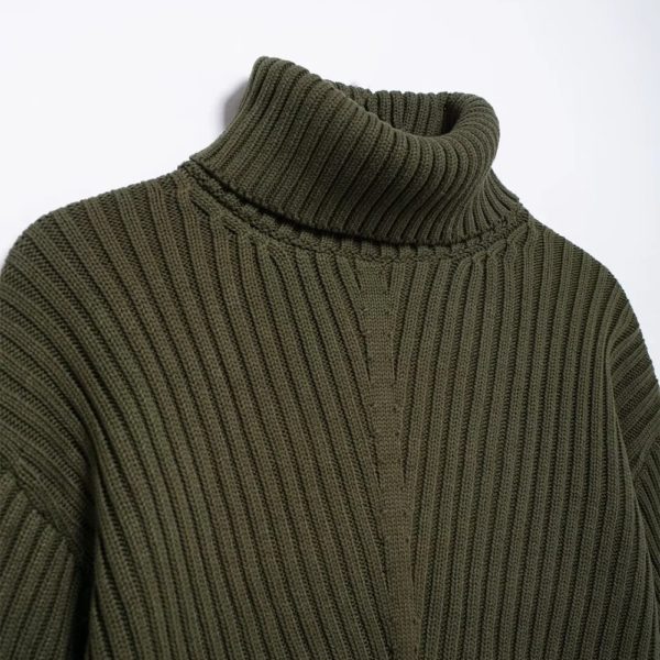 INS Fashion-Pull court en tricot pour femme, col haut, manches longues, design côtelé, simplicité, document vert armée, ZATTains, nouveau, 2024 – Image 3