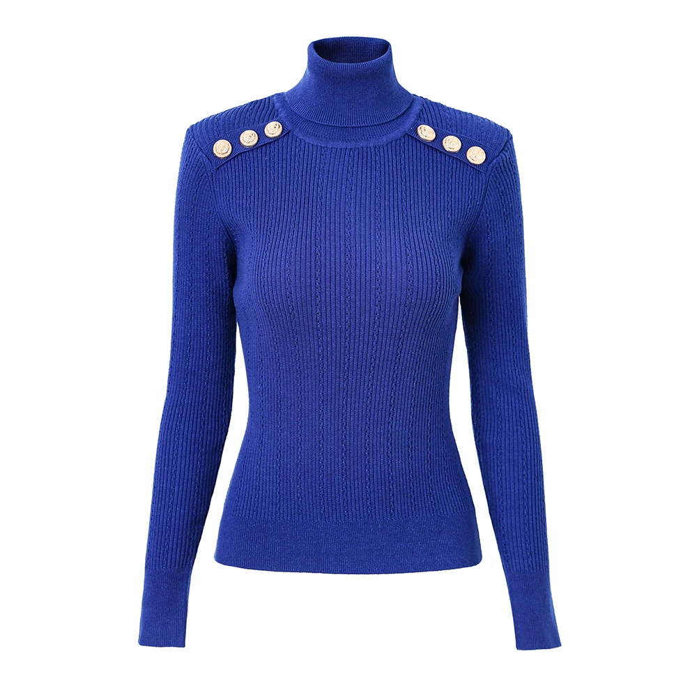 Pull à col roulé en mélange de laine pour femme, chandail de luxe, vert armée, chaud, hiver, épaulettes, décontracté, tricoté