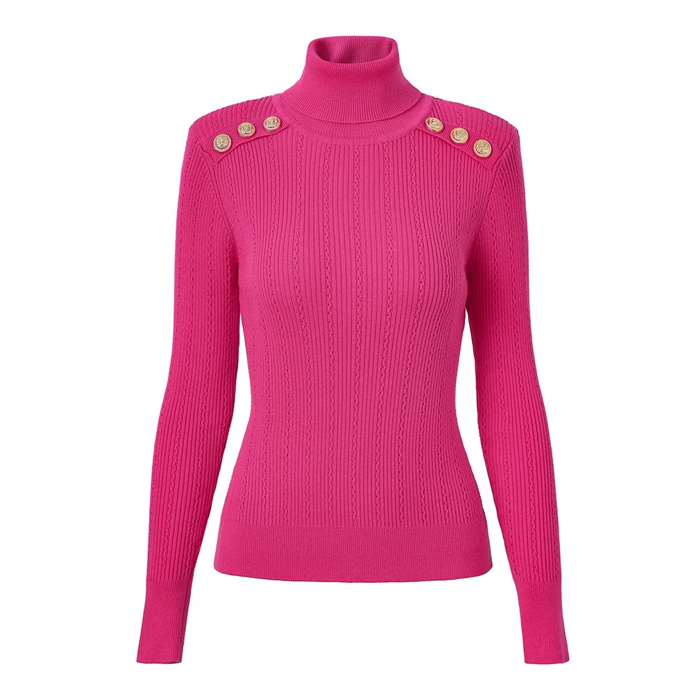 Pull à col roulé en mélange de laine pour femme, chandail de luxe, vert armée, chaud, hiver, épaulettes, décontracté, tricoté