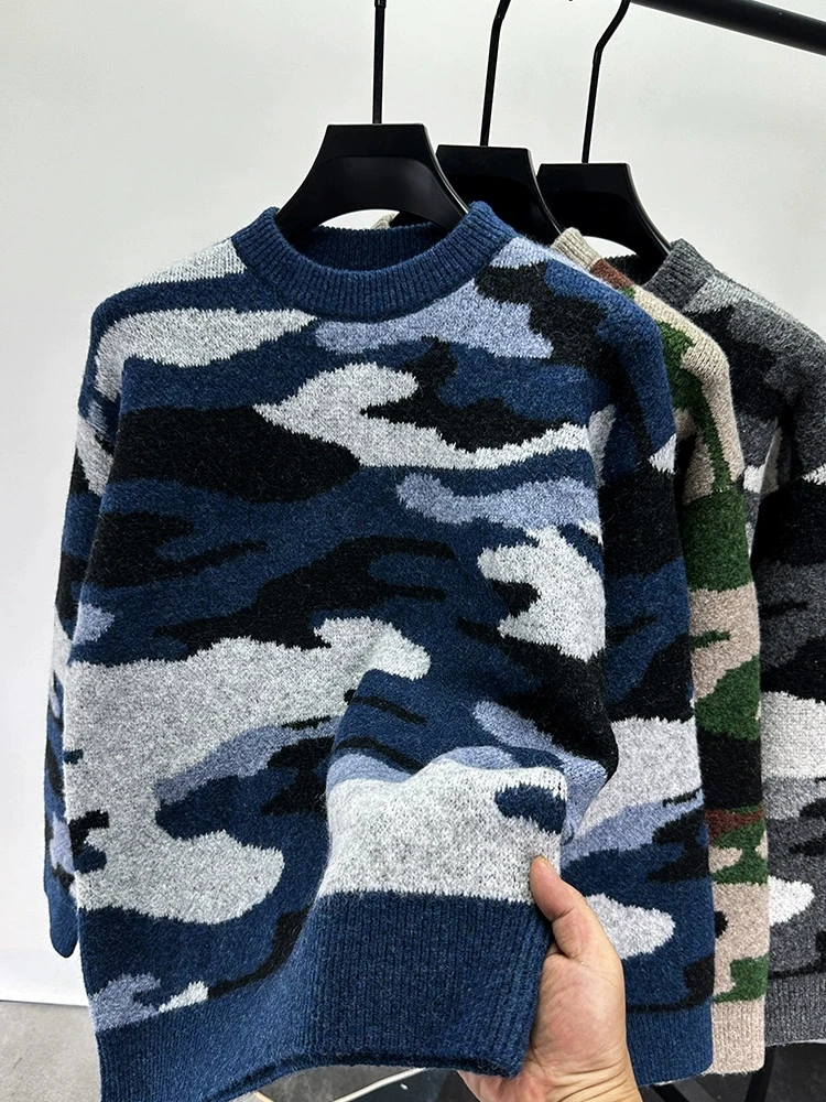Pull en tricot à col rond pour hommes, haut chaud, pull décontracté, design camSolomon, style chinois, nouvelle mode, haute qualité, automne, hiver