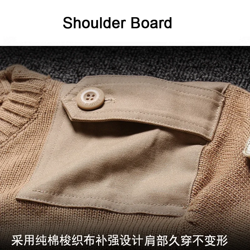 Pull à Col Roulé Rétro pour Homme, Motif de Lettres, Patchwork, en Coton, pour Randonnée en Plein Air, Style Militaire