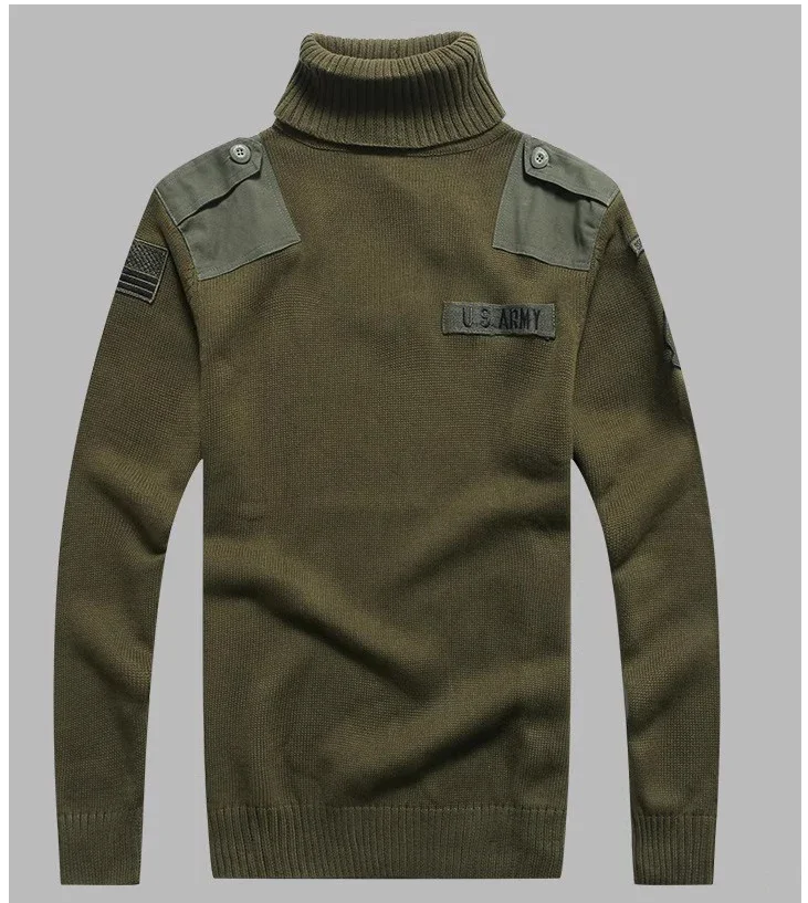 Pull à Col Roulé Rétro pour Homme, Motif de Lettres, Patchwork, en Coton, pour Randonnée en Plein Air, Style Militaire