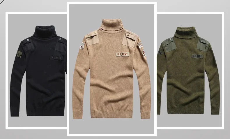 Pull à Col Roulé Rétro pour Homme, Motif de Lettres, Patchwork, en Coton, pour Randonnée en Plein Air, Style Militaire