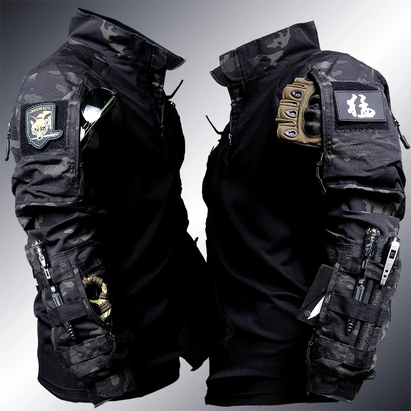 DulHiking-Vêtements Airsoft trempés de grenouille pour hommes, ensemble de 2 pièces, chemises d'assaut de chasse, uniforme de tir des forces spéciales, pantalon