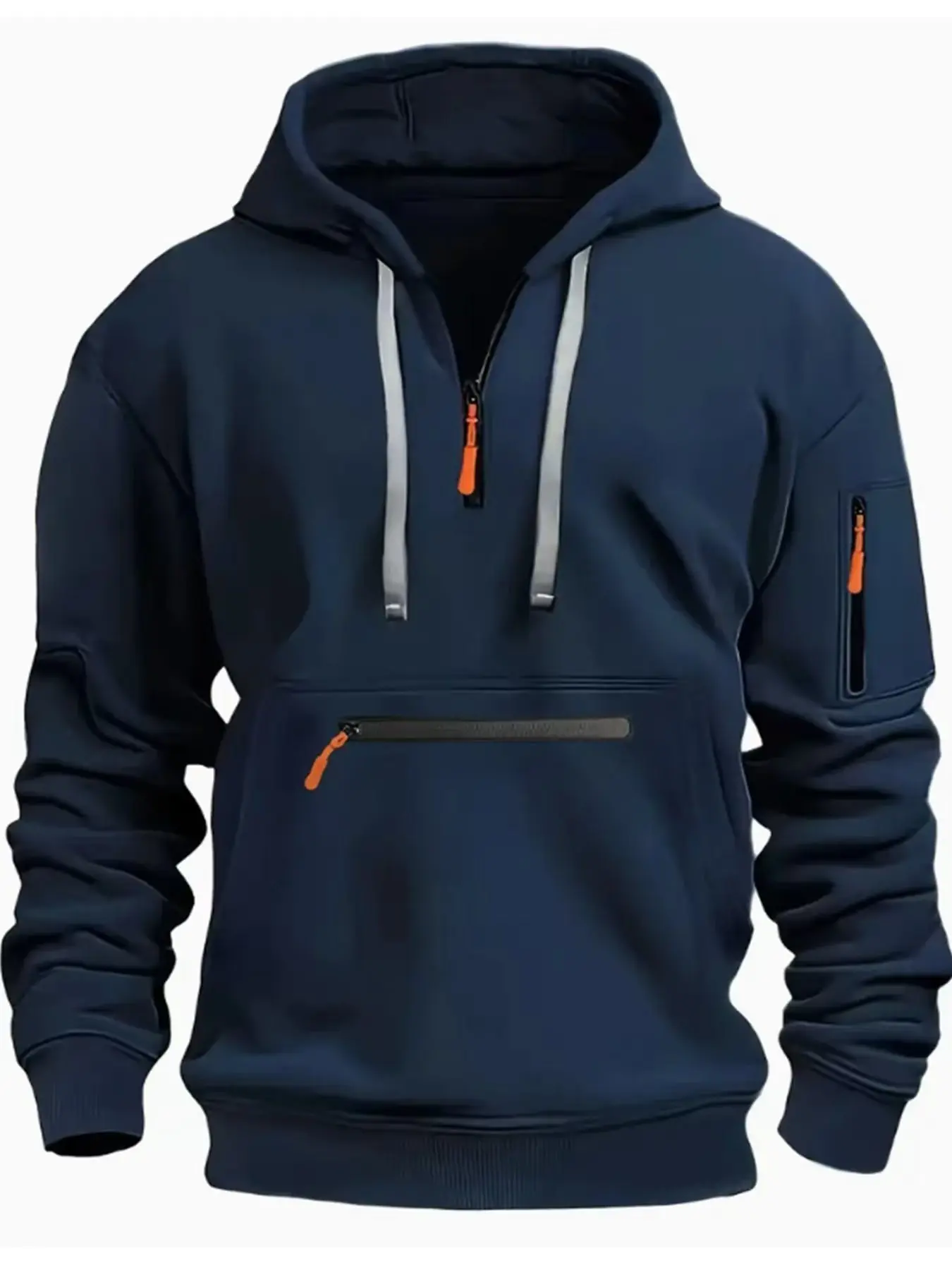 Sweat à capuche de sport décontracté pour hommes, manches longues, tendance, épais, extérieur, bras tactique, fermeture éclair, pull Hoo, mode automne et hiver, nouveau Sweat à capuche de sport décontracté pour hommes, manches longues, tendance, épais, extérieur, bras tactique, fermeture éclair, pull Hoo, mode automne et hiver, nouveau