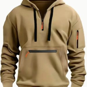 Sweat à capuche de sport décontracté pour hommes, manches longues, tendance, épais, extérieur, bras tactique, fermeture éclair, pull Hoo, mode automne et hiver, nouveau