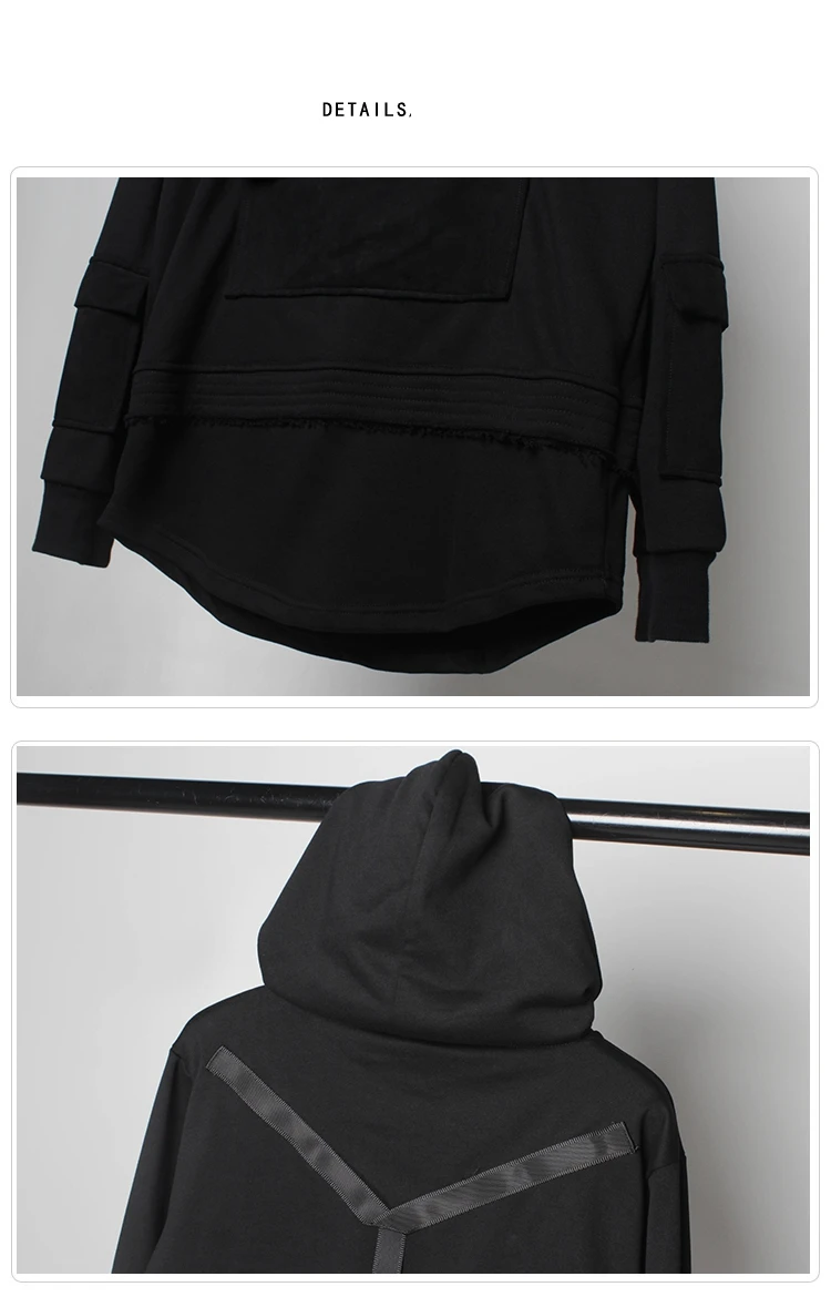AOGZ – sweat-shirt à capuche pour homme, style Punk, Streetwear, décontracté, ample, avec cordon de serrage