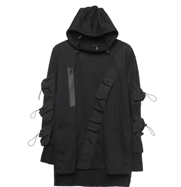 AOGZ – sweat-shirt à capuche pour homme, style Punk, Streetwear, décontracté, ample, avec cordon de serrage
