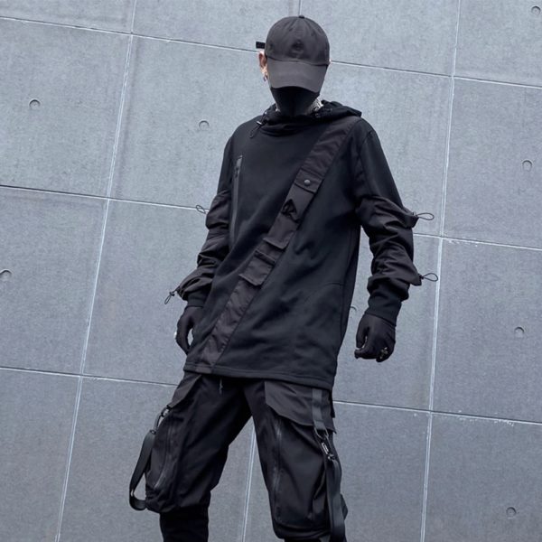 AOGZ – sweat-shirt à capuche pour homme, style Punk, Streetwear, décontracté, ample, avec cordon de serrage – Image 4
