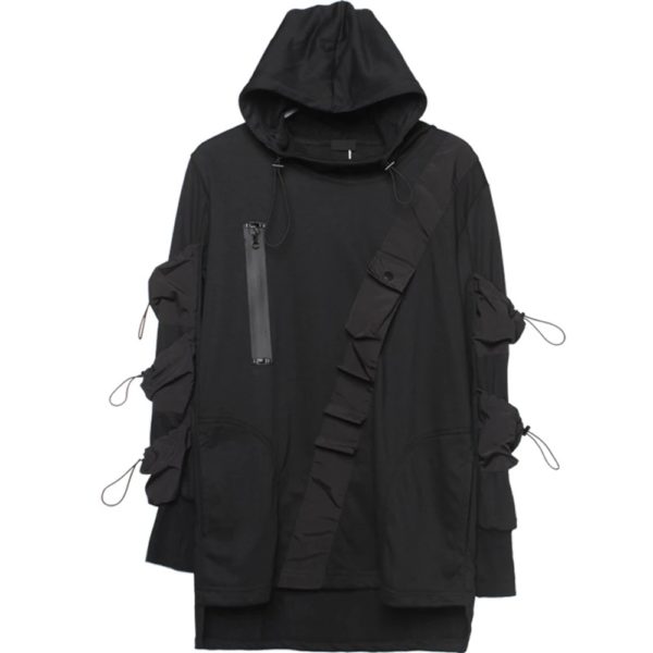 AOGZ – sweat-shirt à capuche pour homme, style Punk, Streetwear, décontracté, ample, avec cordon de serrage – Image 5