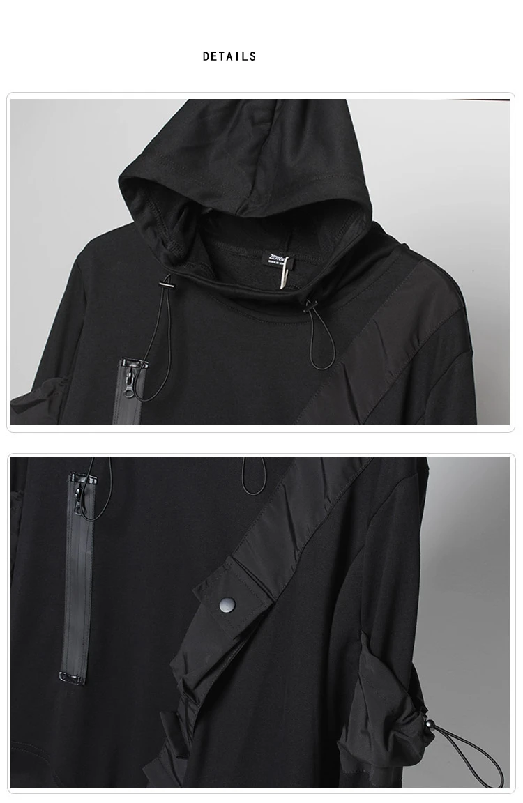AOGZ – sweat-shirt à capuche pour homme, style Punk, Streetwear, décontracté, ample, avec cordon de serrage