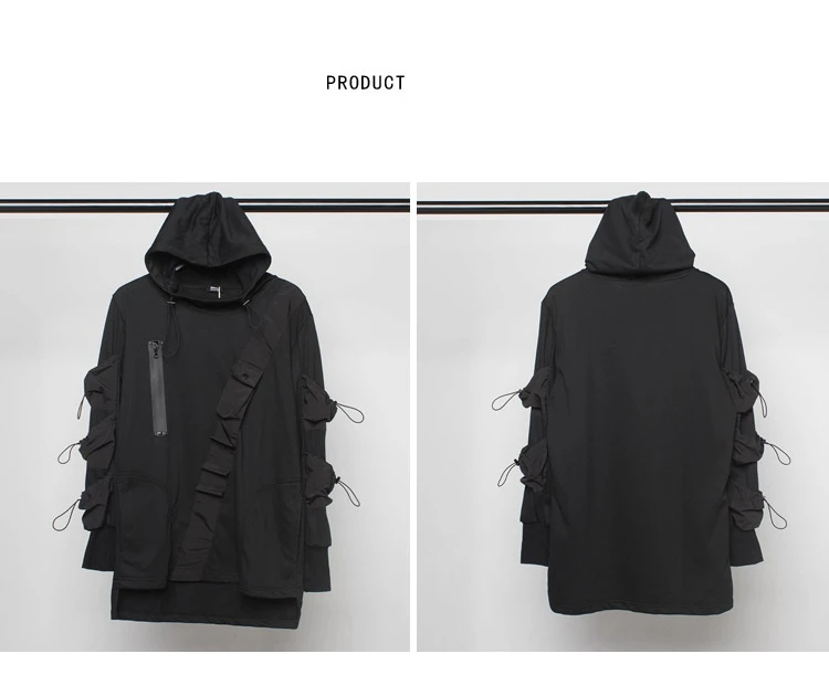 AOGZ – sweat-shirt à capuche pour homme, style Punk, Streetwear, décontracté, ample, avec cordon de serrage