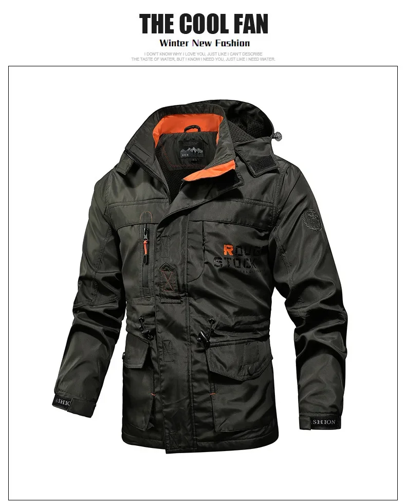 Veste de sport militaire imperméable pour homme, manteau de pilote, coupe-vent, sweat à capuche, vêtements de l'armée de chasse