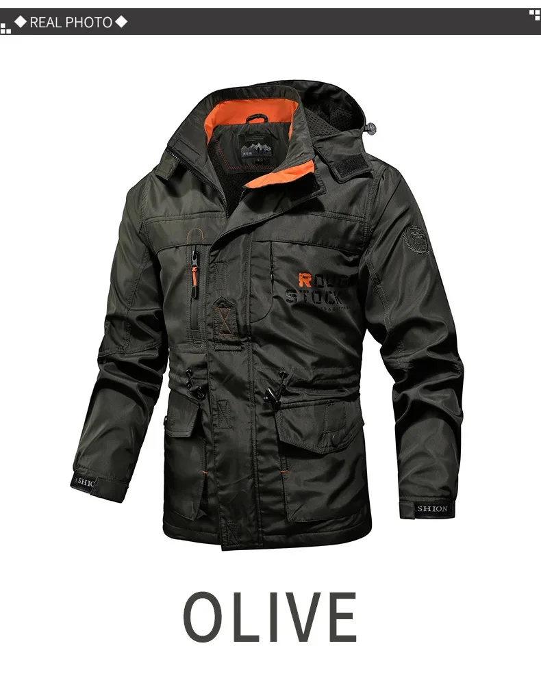Veste de sport militaire imperméable pour homme, manteau de pilote, coupe-vent, sweat à capuche, vêtements de l'armée de chasse