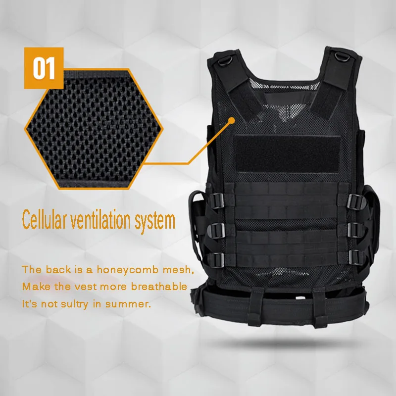Gilets pare-balles réglables Molle DulglaActiv, veste d'entraînement Airsoft, chasse de sécurité, armée, jeu CS en plein air, saut