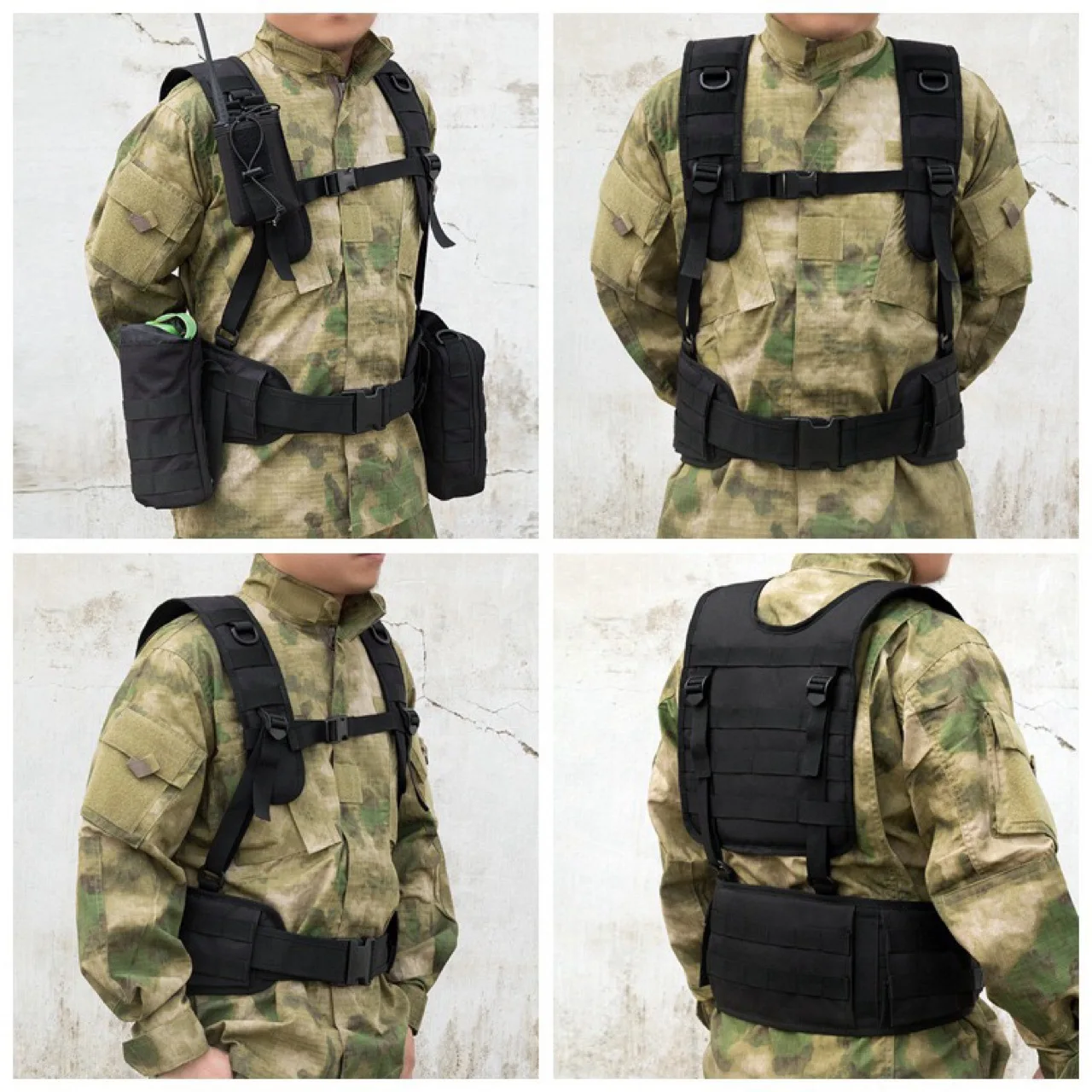 DulglaMolle-Ceinture de taille Airsoft pour la chasse en plein air, plate-forme de poitrine, poignées, ceinture de service amovible, équipement de paintball de l'armée
