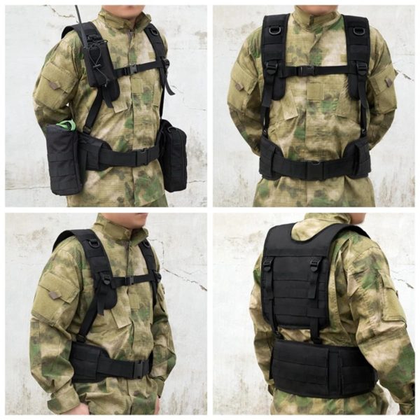 DulglaMolle-Ceinture de taille Airsoft pour la chasse en plein air, plate-forme de poitrine, poignées, ceinture de service amovible, équipement de paintball de l'armée – Image 4