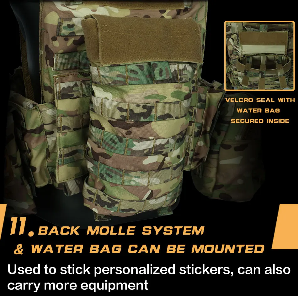 DulglaEquipement de protection réglable pour la chasse en plein air, plaque de protection, gilet de chasse réglable, équipement de saut Airsoft