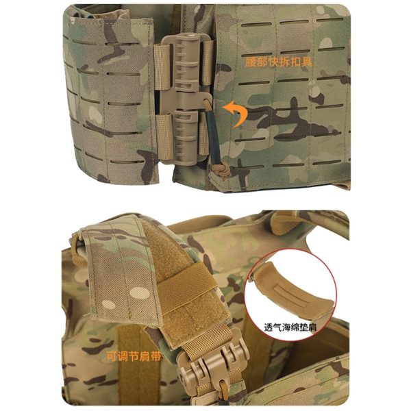 Gilet de combat noir léger détachable rapide, gilet tactique découpé au laser, équipement à transporter, plaque de protection, nouveau, 6094 – Image 5